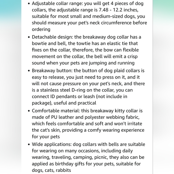 2 Black & White Buffalo Plaid Breakaway Pet Collars With Silver Bells - Picture 4 of 8